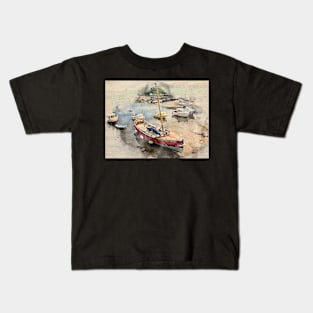 Watercolour Cemaes Harbour, Anglesey Kids T-Shirt